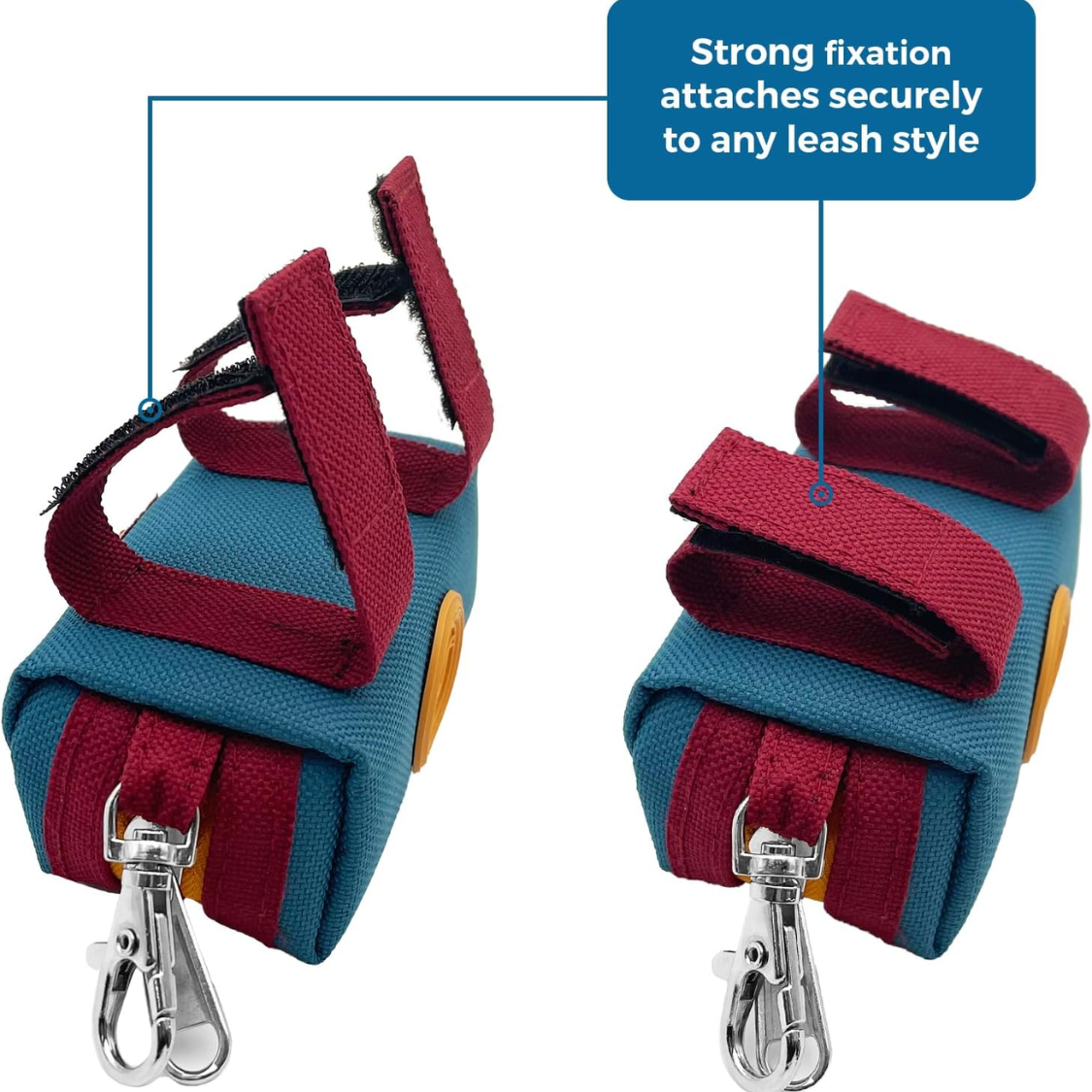 Dog Poop Bag Dispenser Holder with Zippered Canvas & Metal Carabiner for Leash