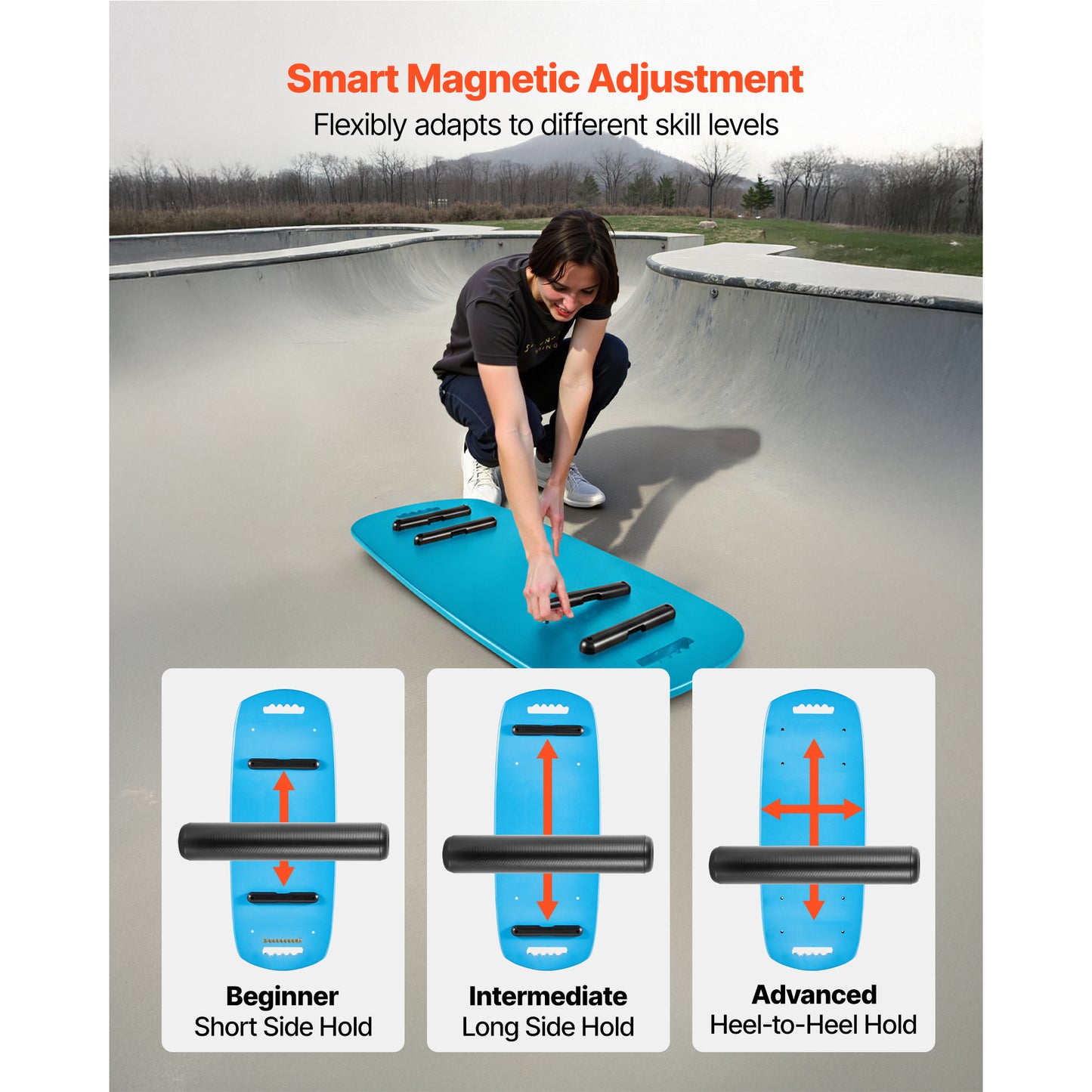Balance Board for Core Workout & Physical Therapy - Wooden Wobble Trainer with Roller & Storage Rack