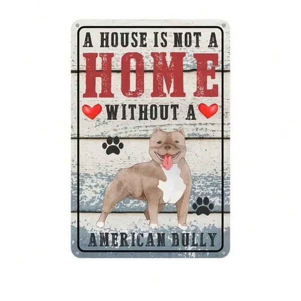 Retro American Bulldog Metal Wall Sign - Dog Lover Decor
