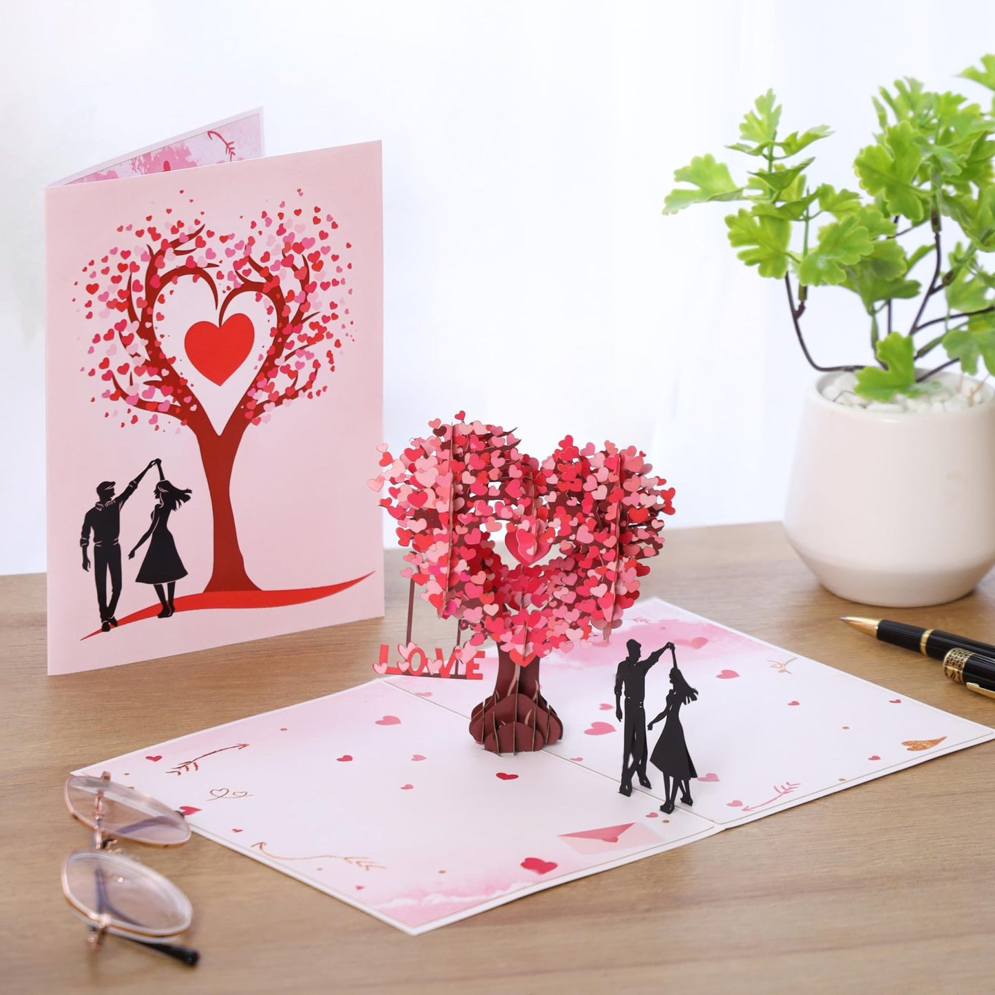 Valentine's Day Heart-Shaped Tree Invitation Card - 20x15cm Greeting Card