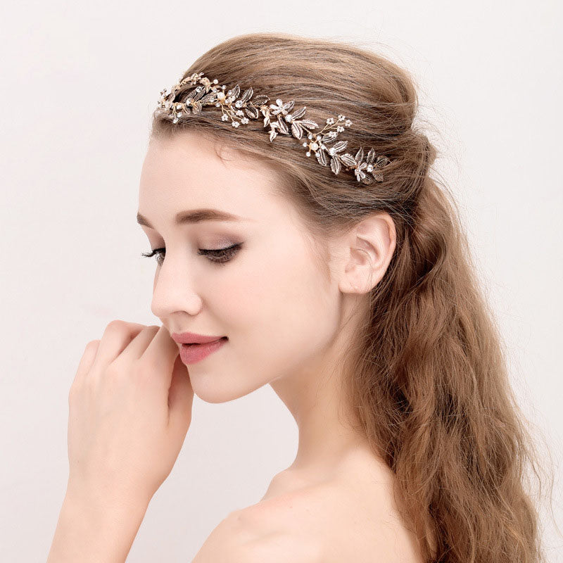 Vintage Gold Bridal Crown Hair Hoop - Old Gold
