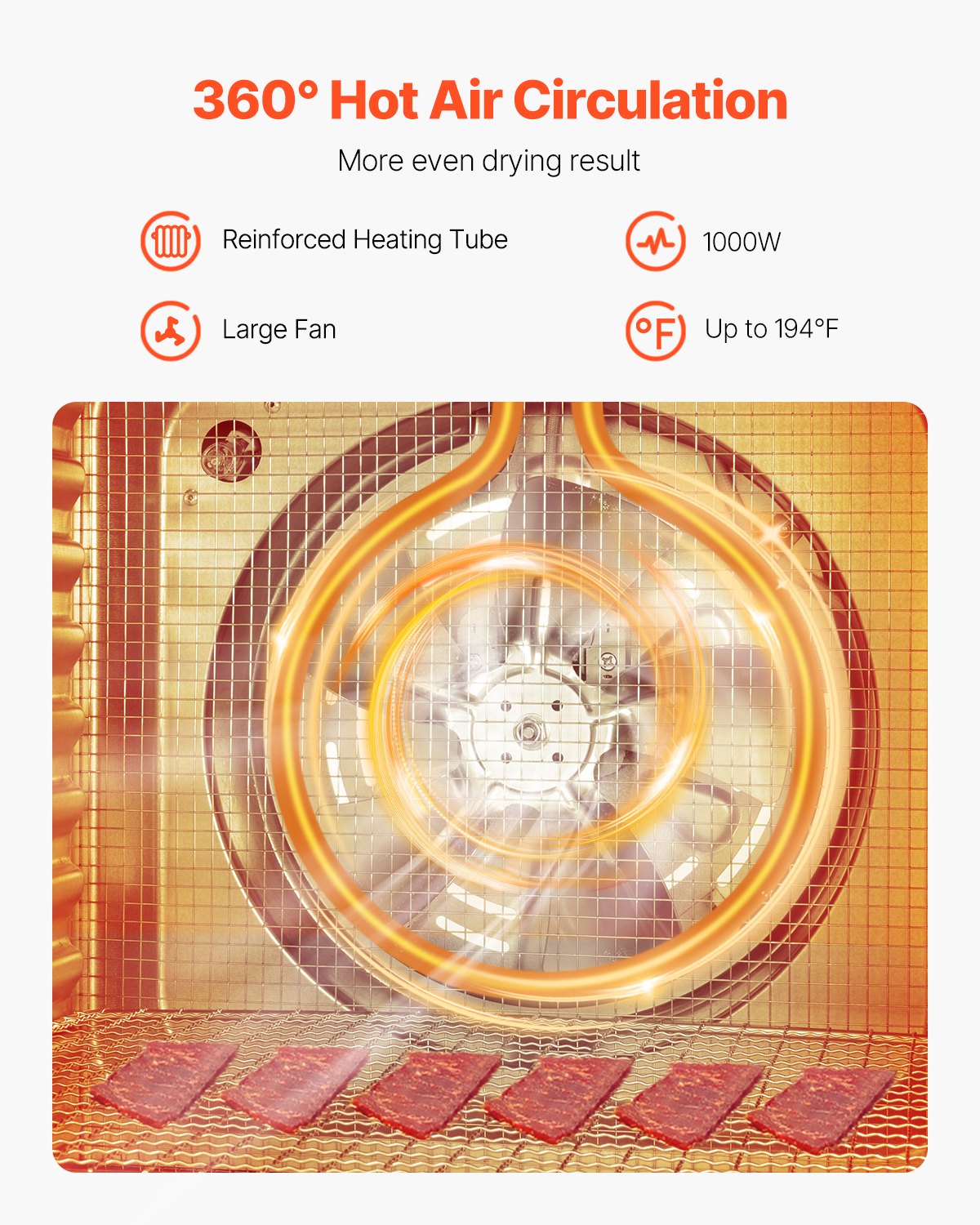 Food Dehydrator Machine 10 Trays Stainless Steel Digital Timer 1000W for Jerky Fruits Vegetables