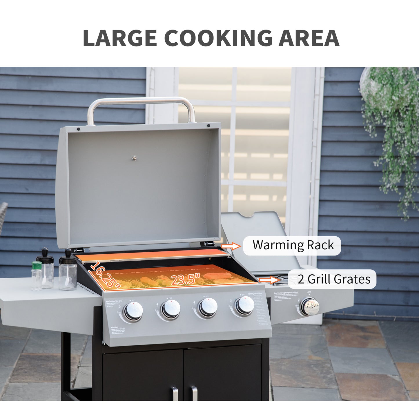 52-Inch 4-Burner Liquid Propane Gas Grill with Side Burner