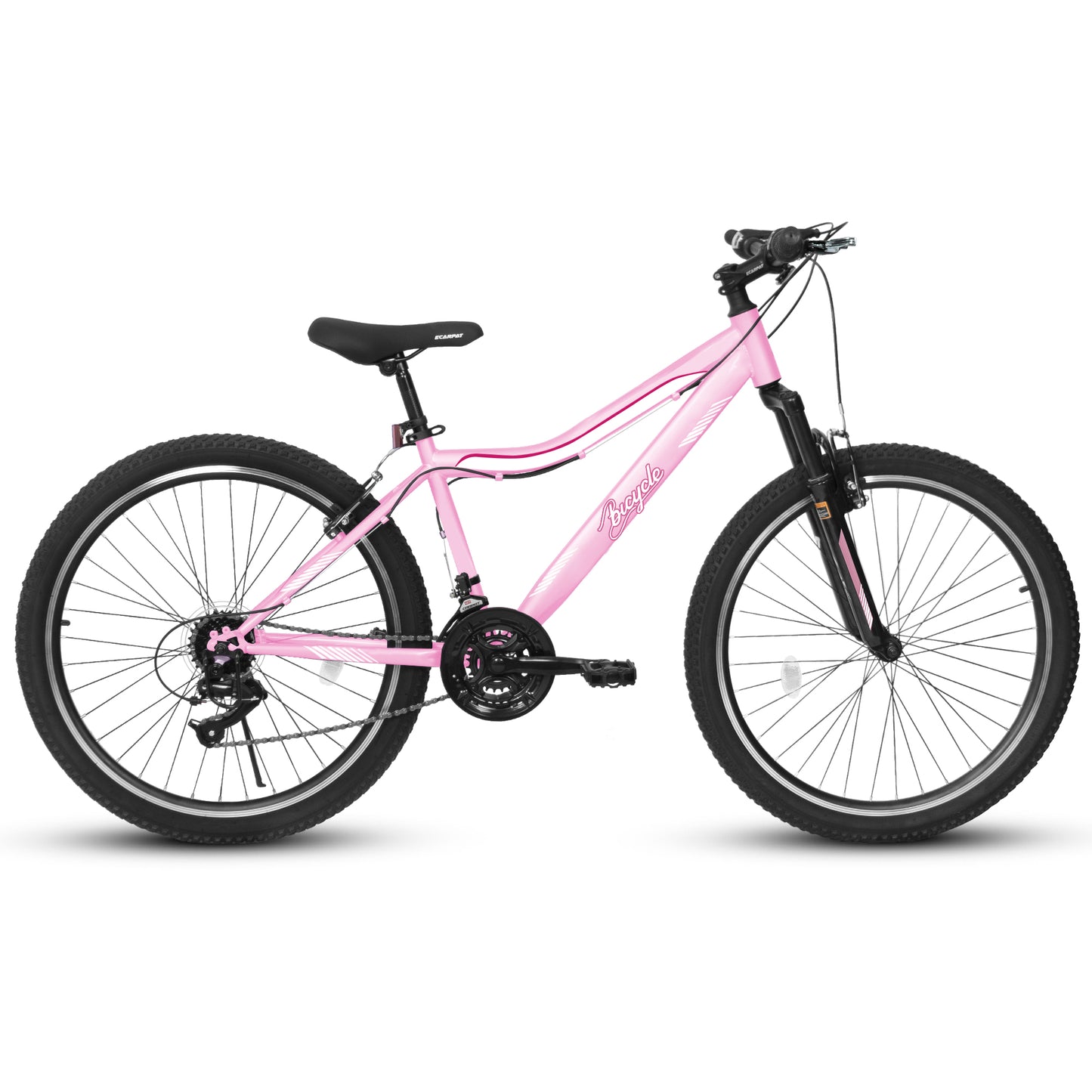 A24208D Mountain Bike 24/26 Inch - High-Density Steel Frame, 21 Speed, Pink