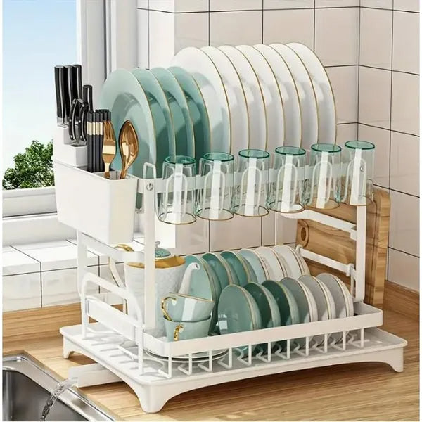 Large Capacity Kitchen Dish Drying Rack with Drain Board