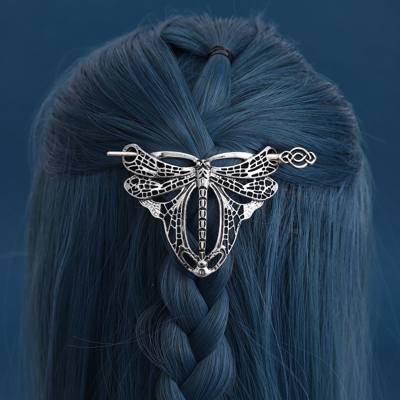 Retro Dragonfly Hairpin - Silver Alloy Hair Stick