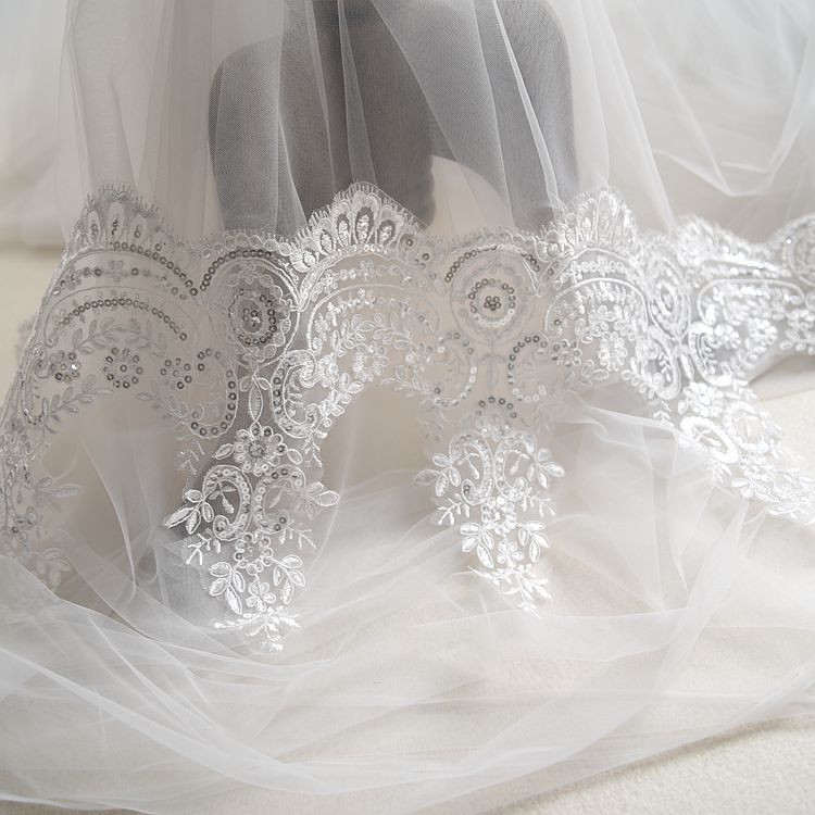 Wedding Lace Embroidery Sequin Fabric Accessories for DIY Crafts