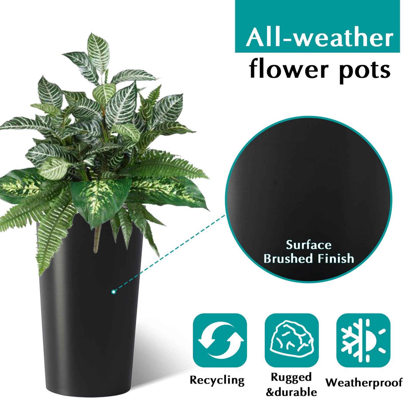 2 Pack Tall 21.7 In Planters For Outdoor Plants Modern Square Planter