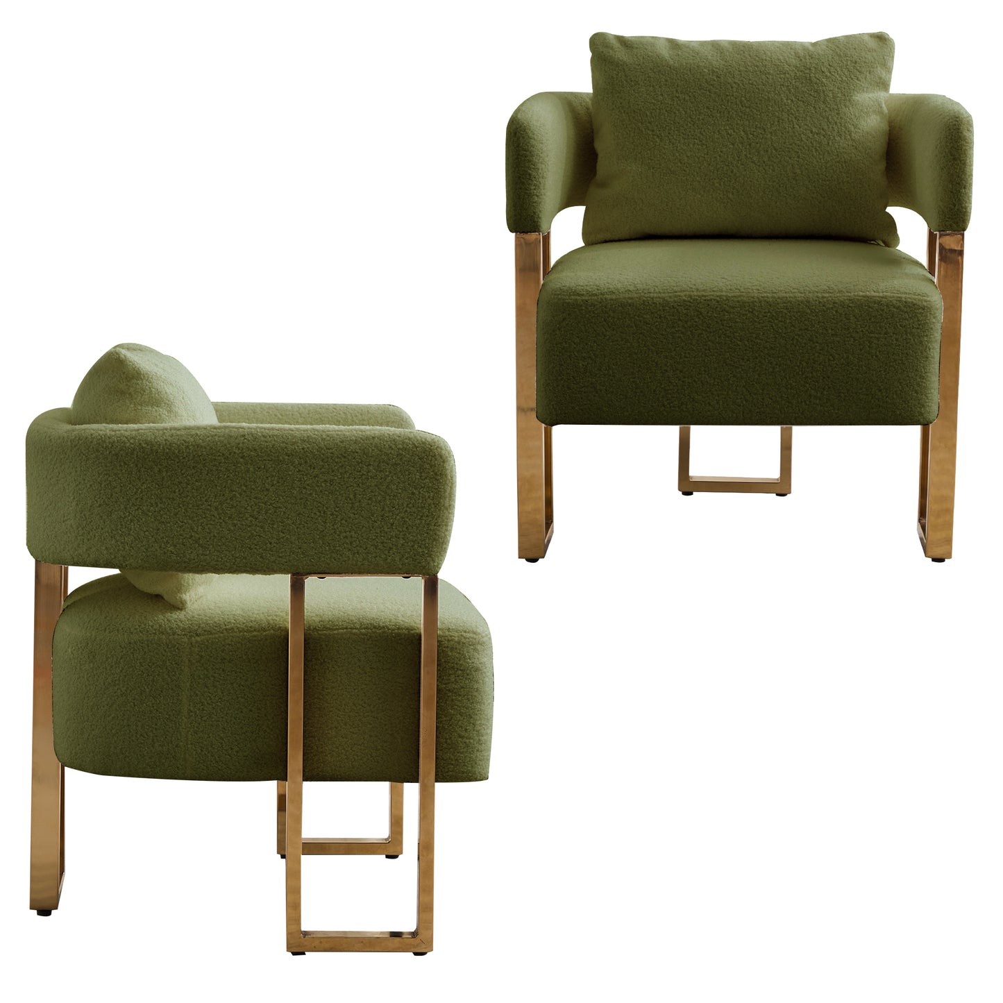 Modern Green Decorative Chair with Gold Metal Legs - Teddy Upholstered