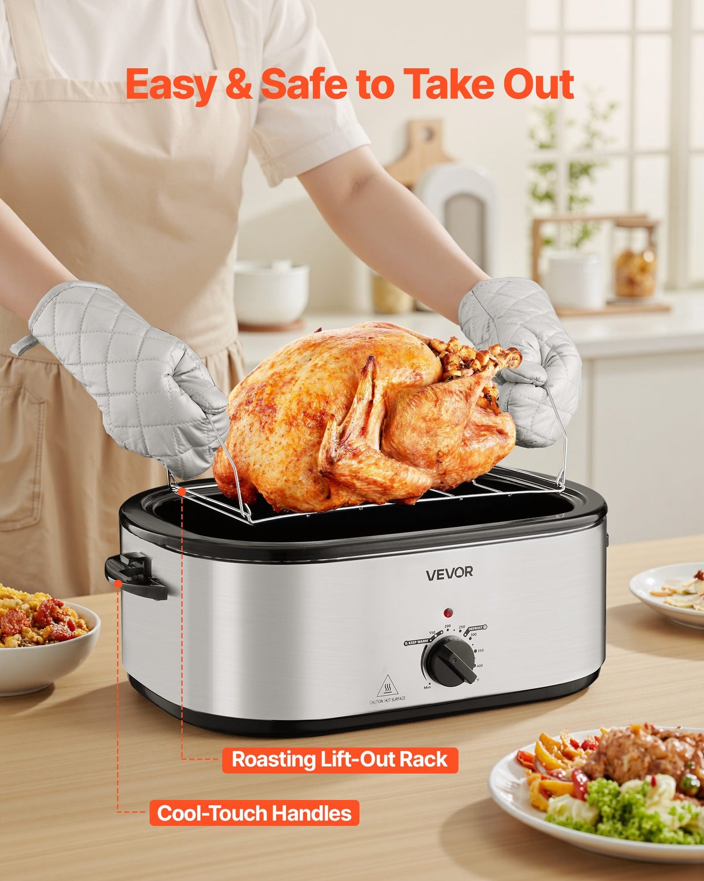 24QT Electric Roasting Pan with Buffet Server and 3-Section Tray - Silver Kitchen Appliance
