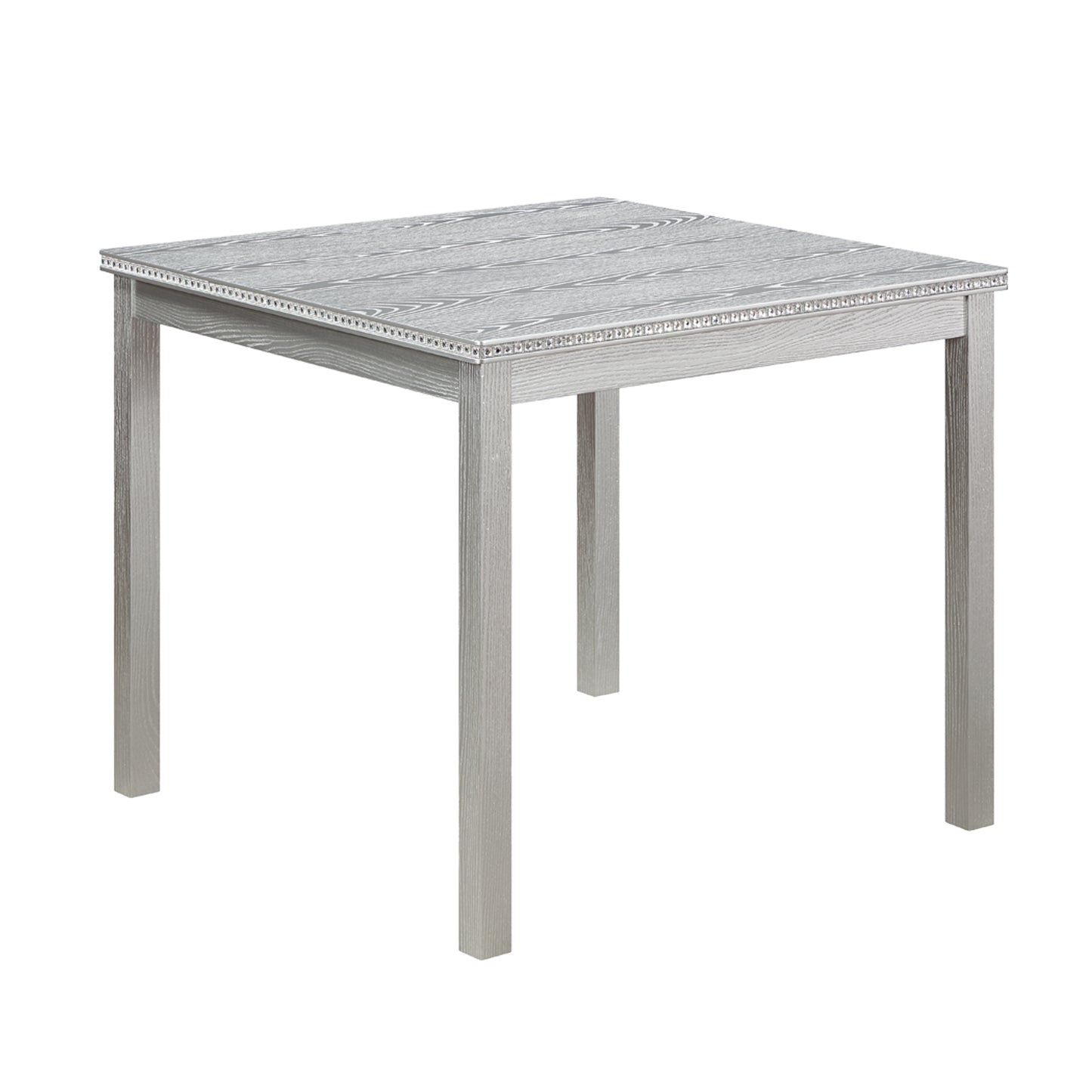 Square Dining Table for 4 - Solid Wood & MDF, Silver Grey