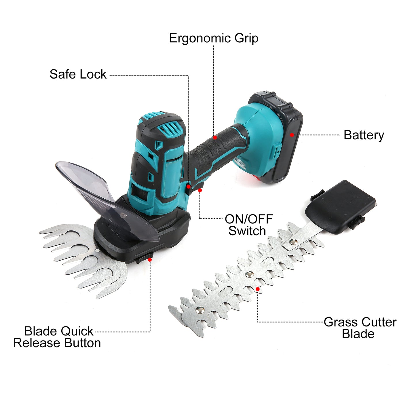 Cordless 20V Grass & Hedge Trimmer Combo - 2-in-1 Lawn Garden Tool