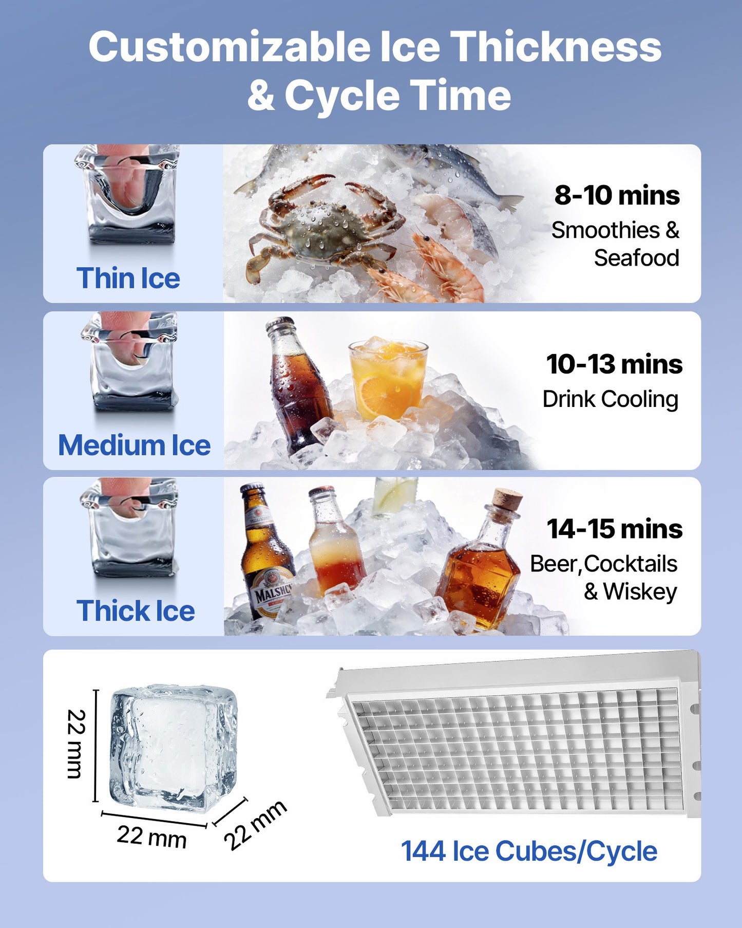 Commercial Ice Maker Machine 440 lbs/24h with 85 lbs Storage - Stainless Steel