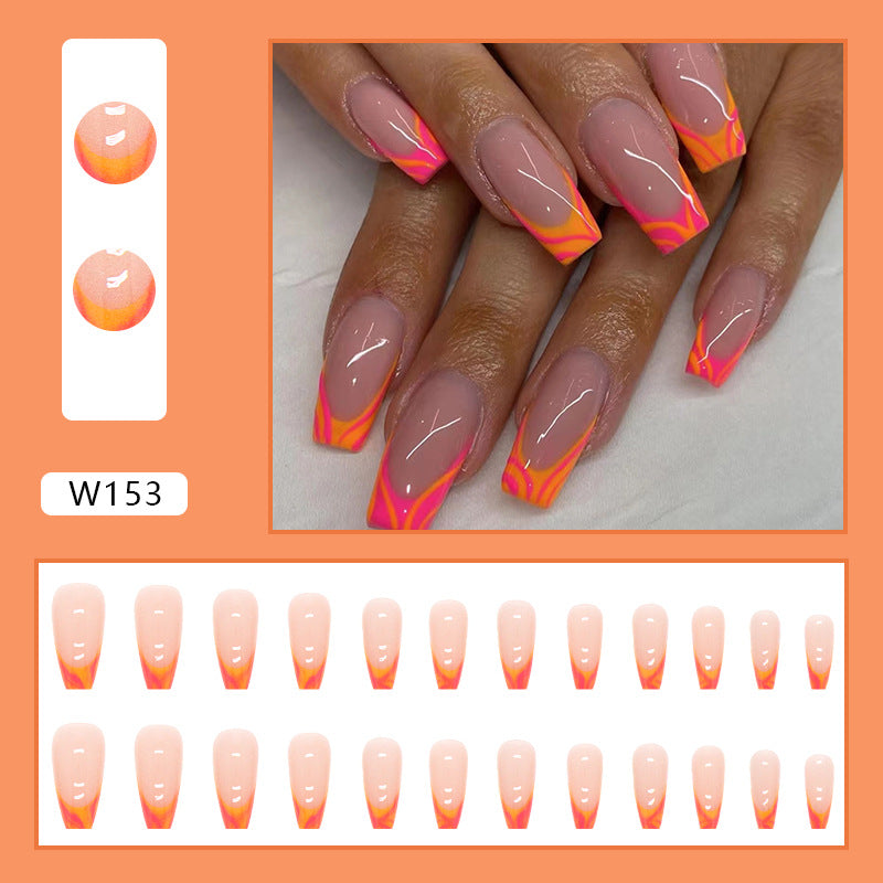 Medium & Long Ladies Manicure Patches with Nail Decorations and Glue Set