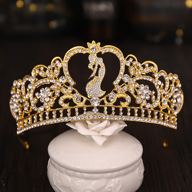 Diamond Crown Wedding Headband Gold Crystal Bridal Hair Accessory