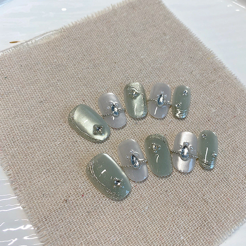 Handmade Skin-Brightening Nail Stickers - Assorted Sizes, Cat Eye Pattern