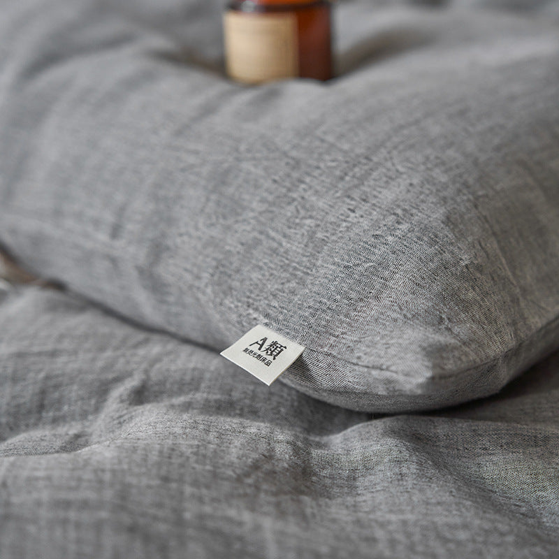 Japanese-Style Cotton Bedding Set - 4-Piece Double Layer Wrinkle-Resistant Comforter & Sheets