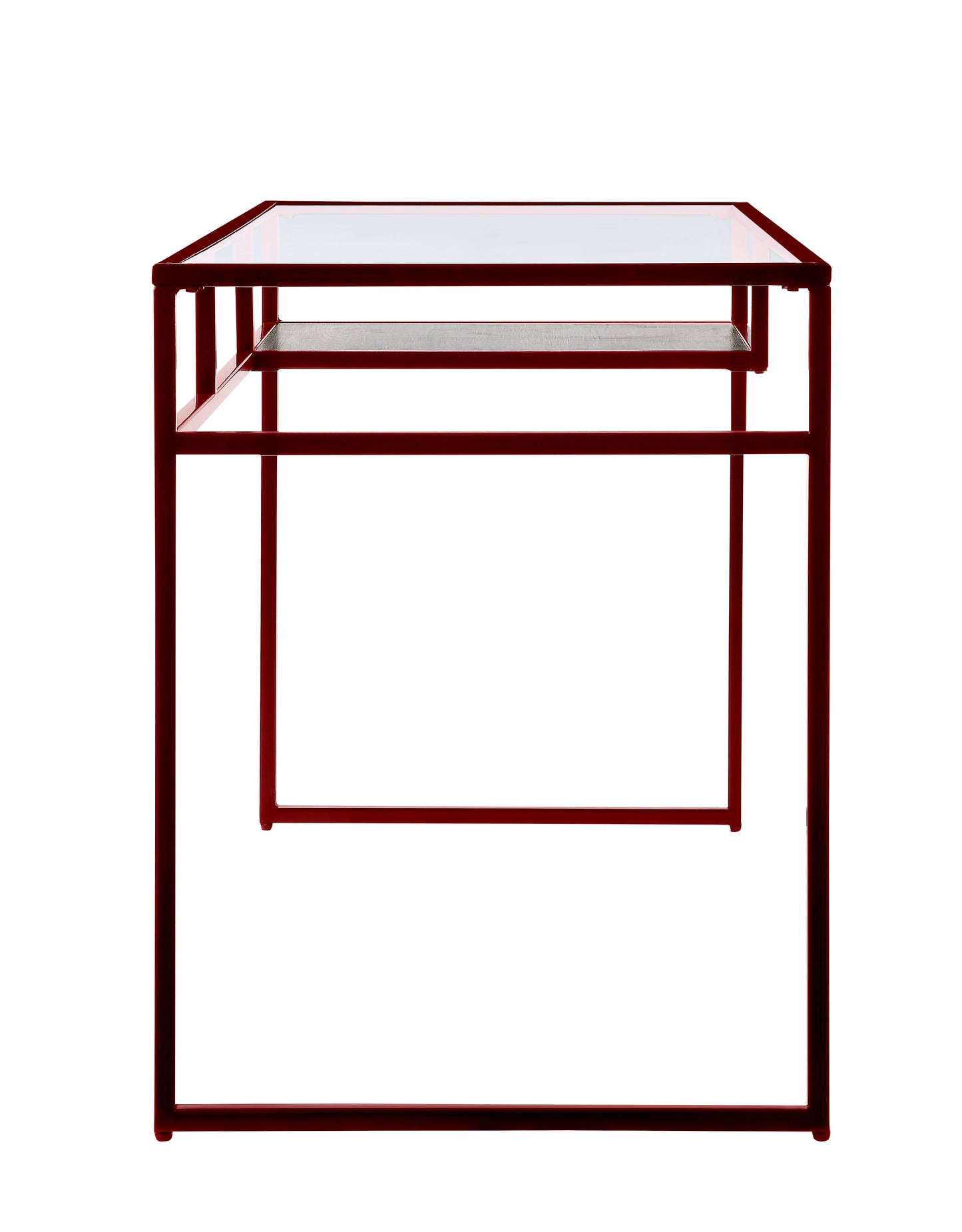 Yasin Red Finish Glass Top Writing Desk - 48x24 Inches