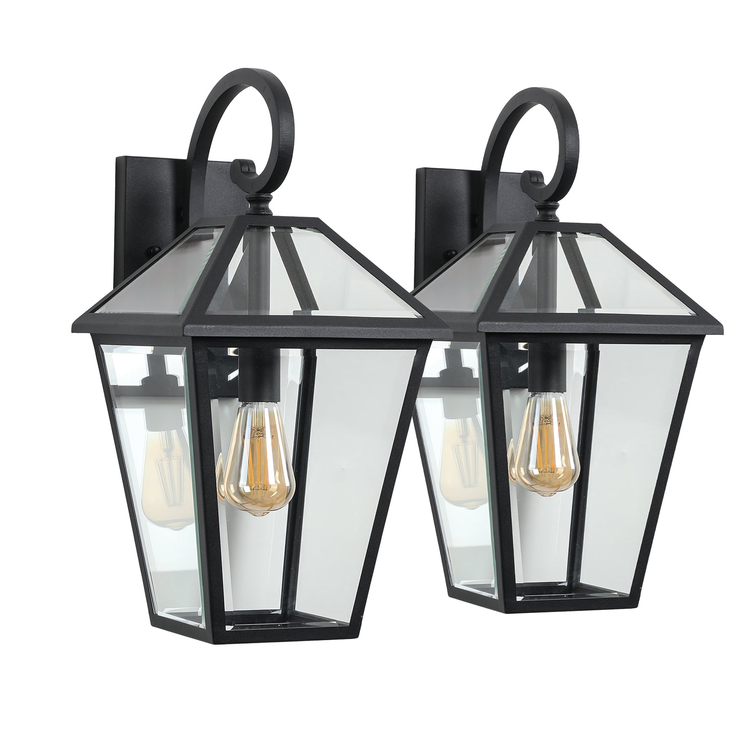Outdoor Wall Lanterns - Vintage Black Weatherproof Sconce, 2-Pack