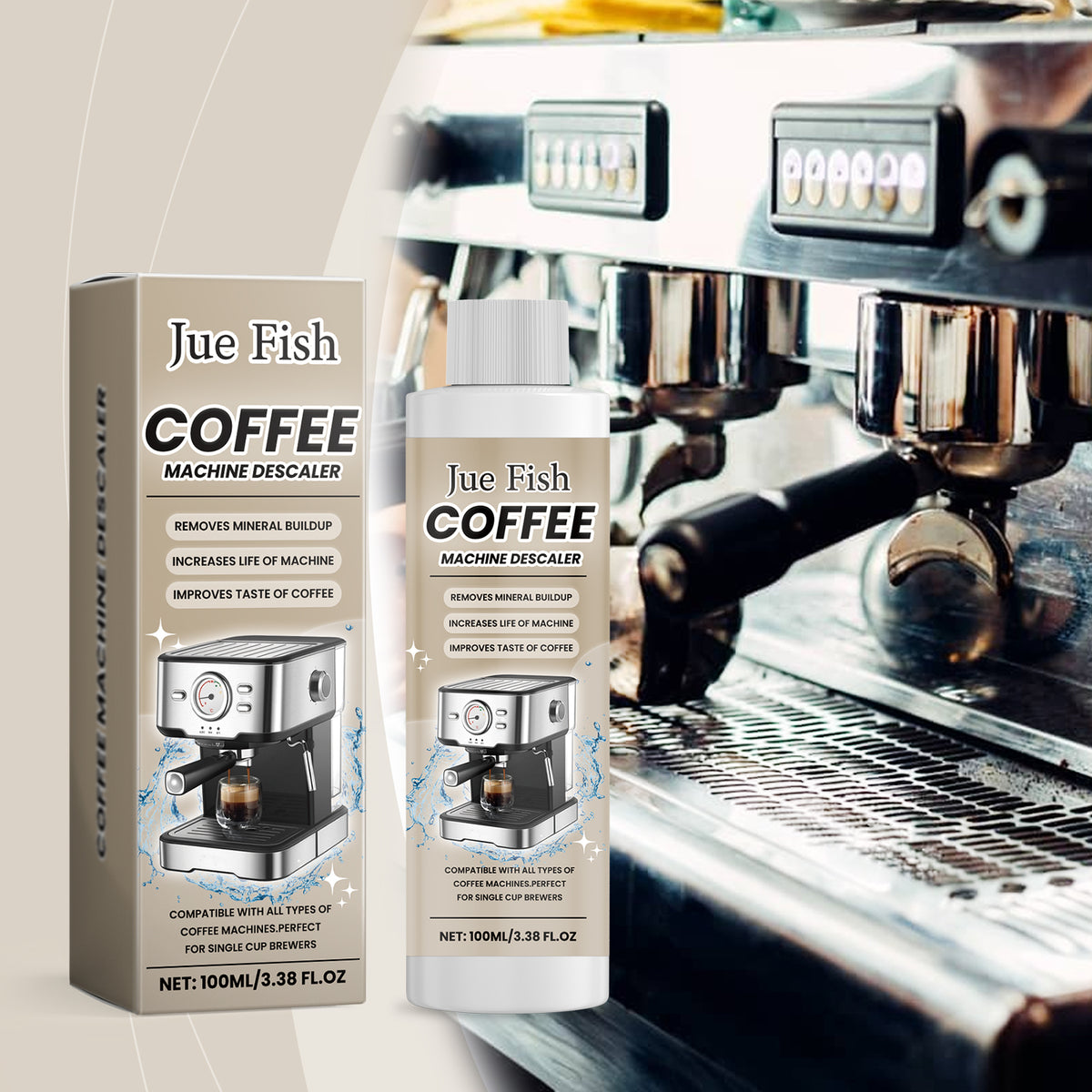 Coffee Machine Descaling Agent 100ml - Oil & Stain Removal, Odor Elimination