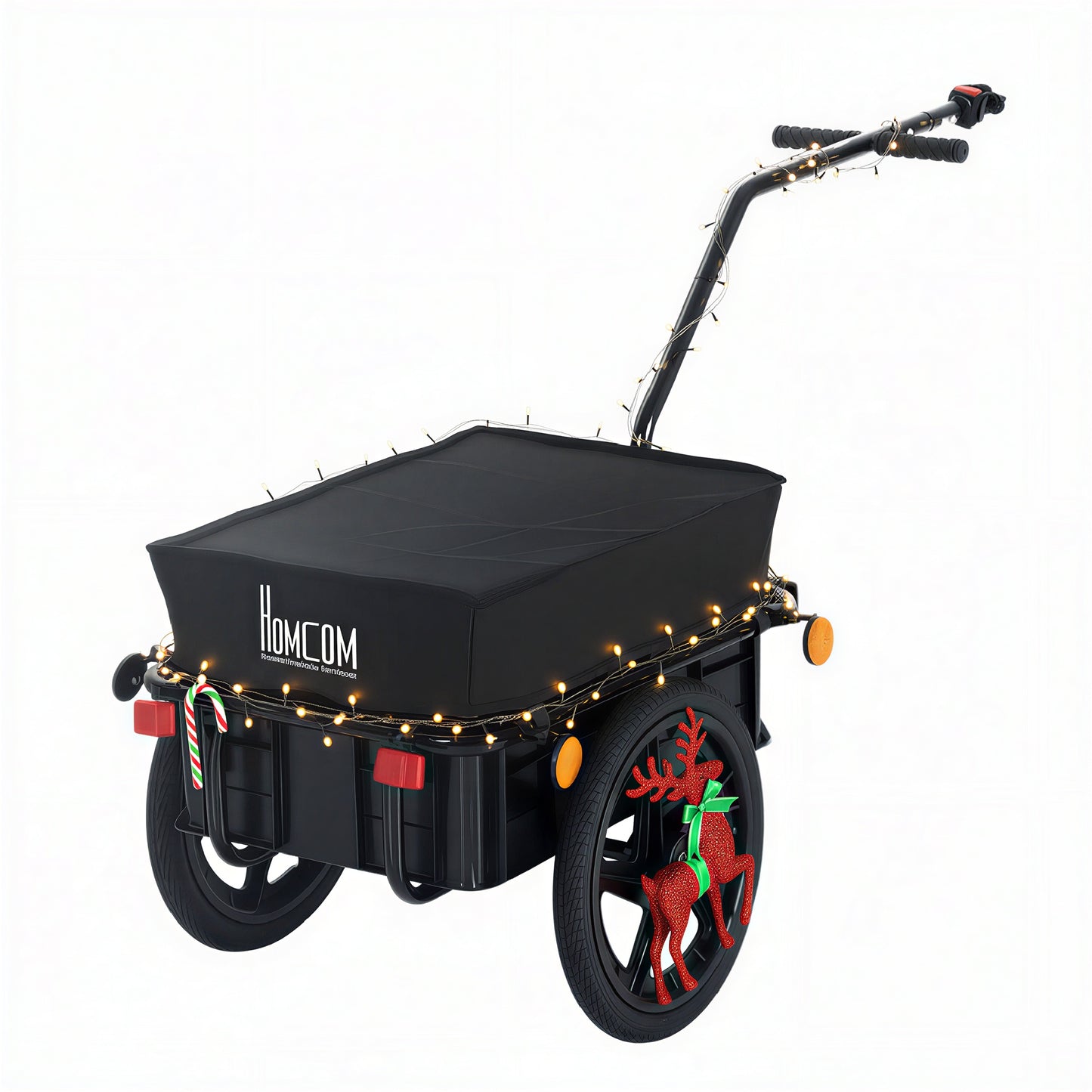 Bicycle Cargo Trailer with Waterproof Cover & Removable Box - Black