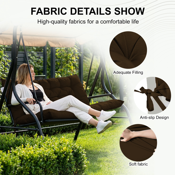 Outdoor Swing Cushions 70 Inch Waterproof 4-Inch Thick Replacement Seat with Ties for Porch Garden