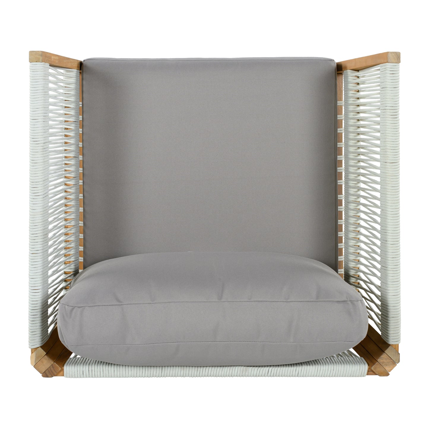 Outdoor Acacia Wood Lounge Chair with Thick Cushions - Natural & Grey