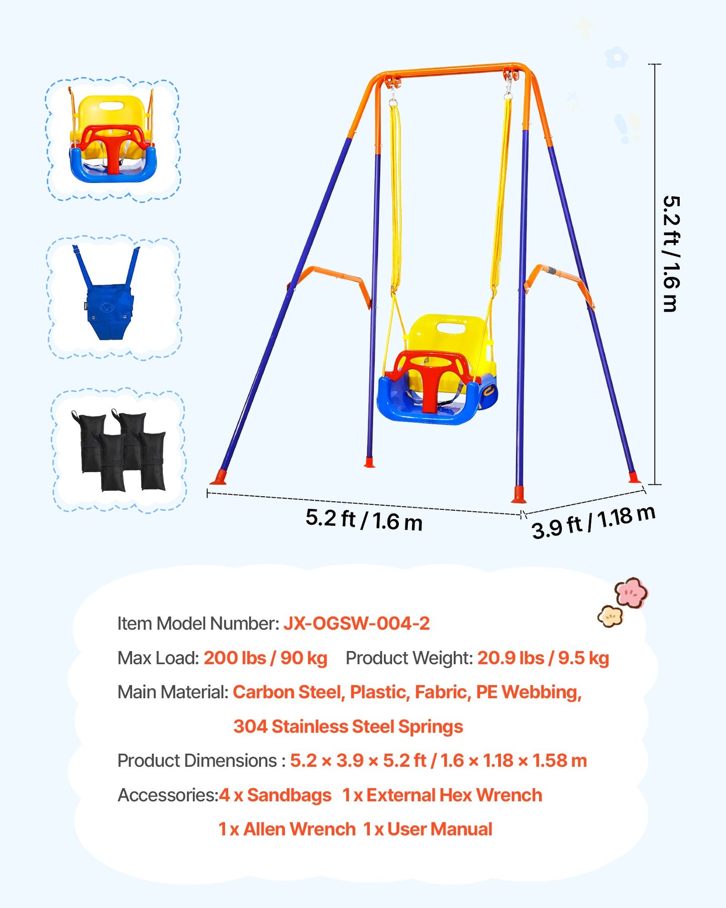 Toddler Swing and Jumper Set - 2-in-1 Indoor Outdoor Play Equipment, Black