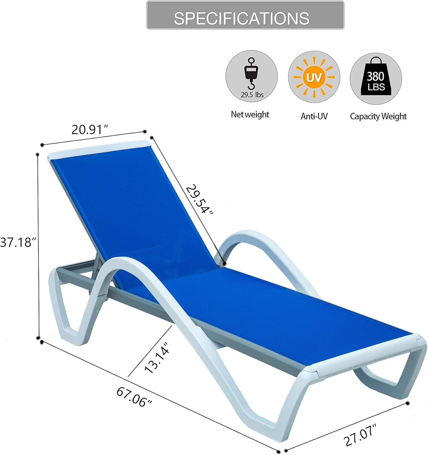 Patio Chaise Lounge Adjustable Aluminum Pool Chairs With Arm All