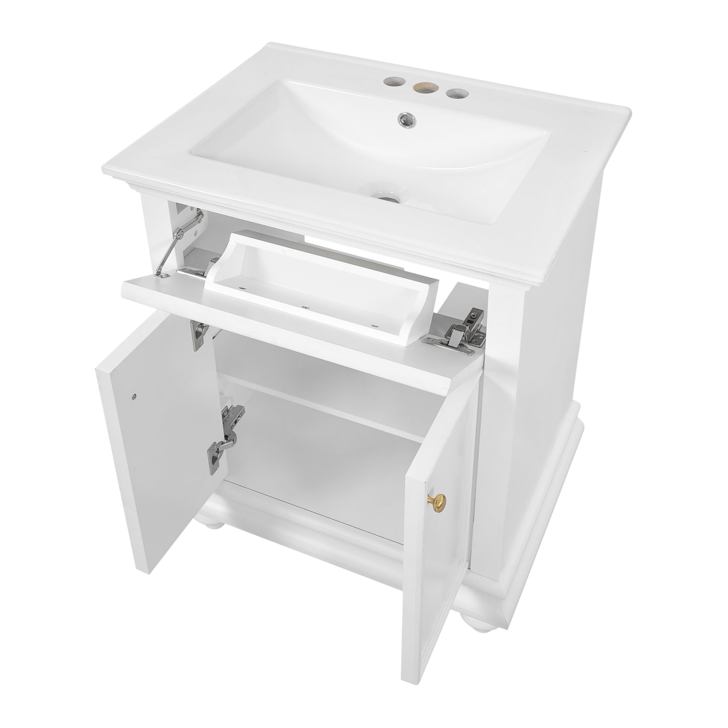 24" Modern Bathroom Vanity with Tip-Out Drawer - White