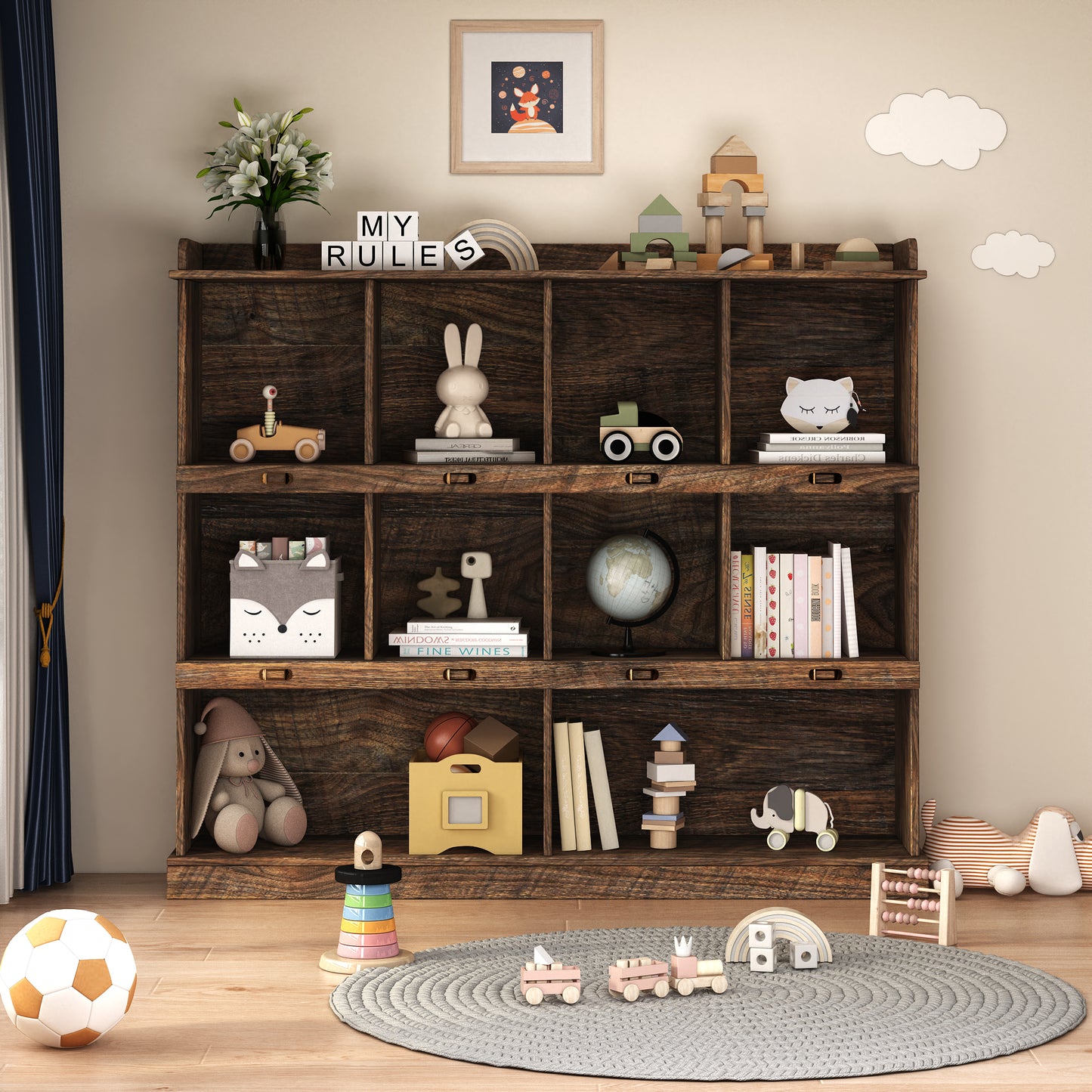 Espresso 10-Shelf Bookcase for Home Office Storage