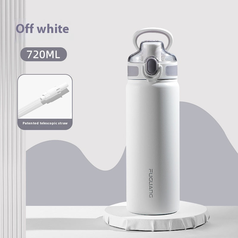 Large Capacity Stainless Steel Travel Kettle with Retractable Straw