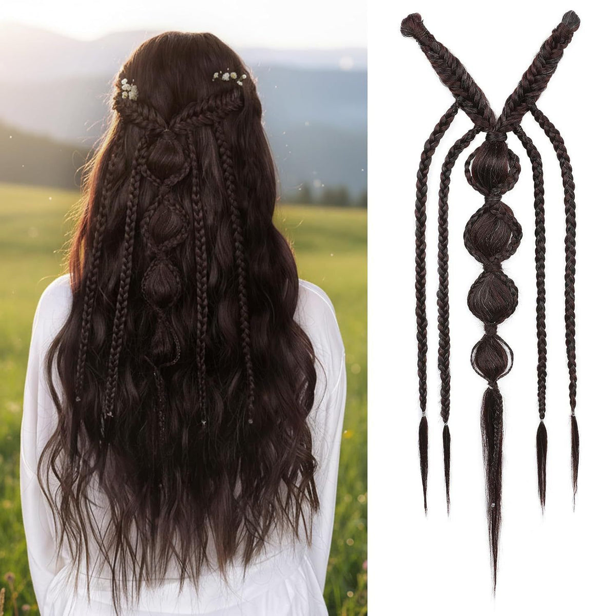 Bohemian Braided Synthetic Hair Wig for Women - High-Temperature Resistant Fiber