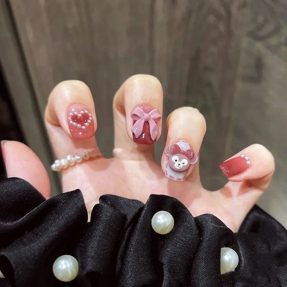 Cute Bow Love Pearl Gradient Nail Art Stickers & Decals for Nails
