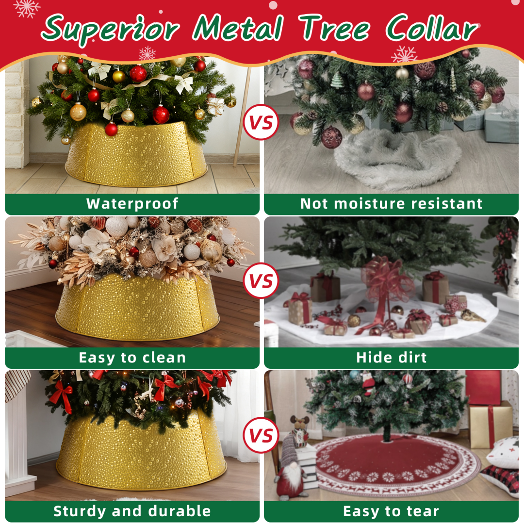 Metal Christmas Tree Collar - Durable Waterproof Tree Base Cover