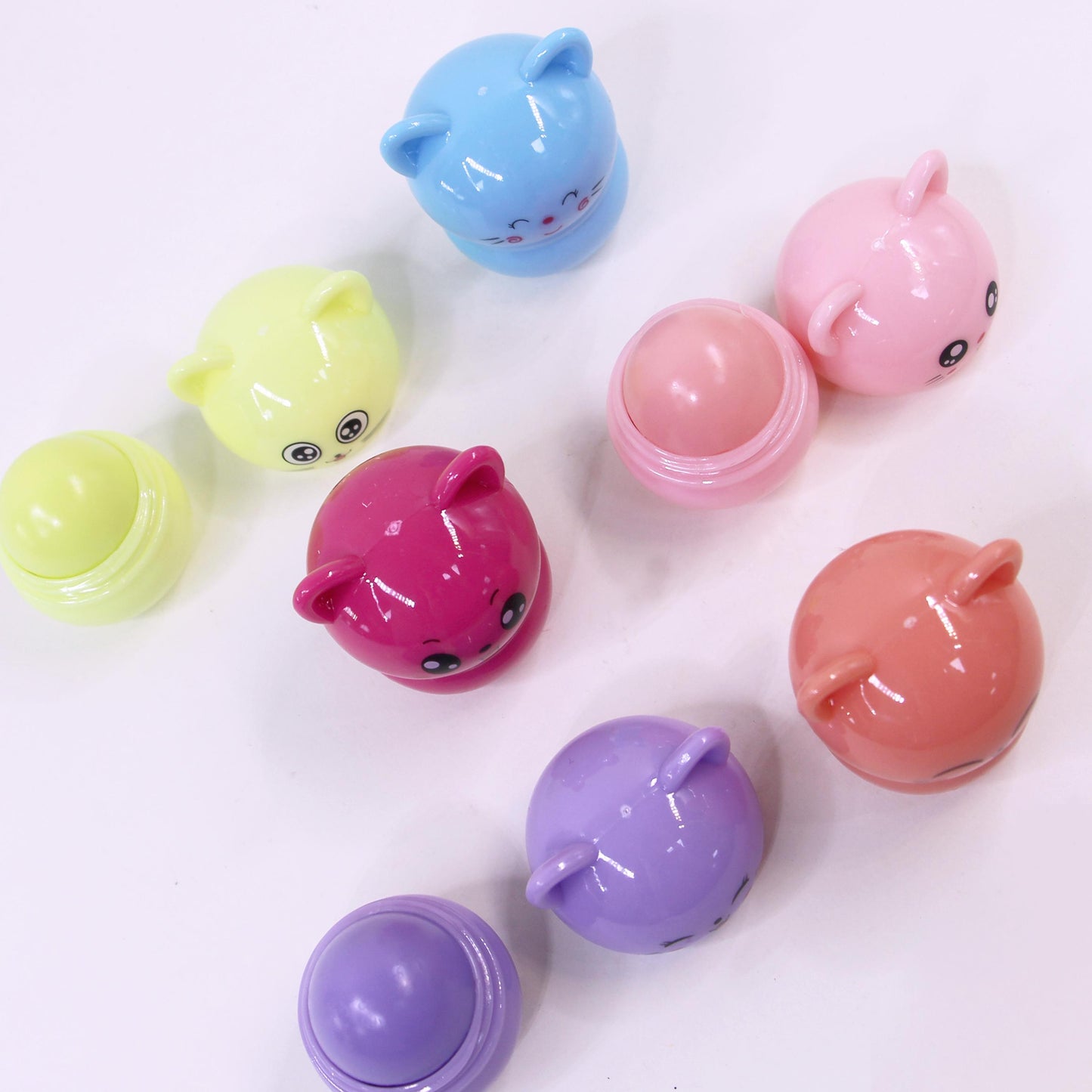 Colorful Kitten Lip Balm Set - 12-Piece Travel Size Moisturizing Lip Care