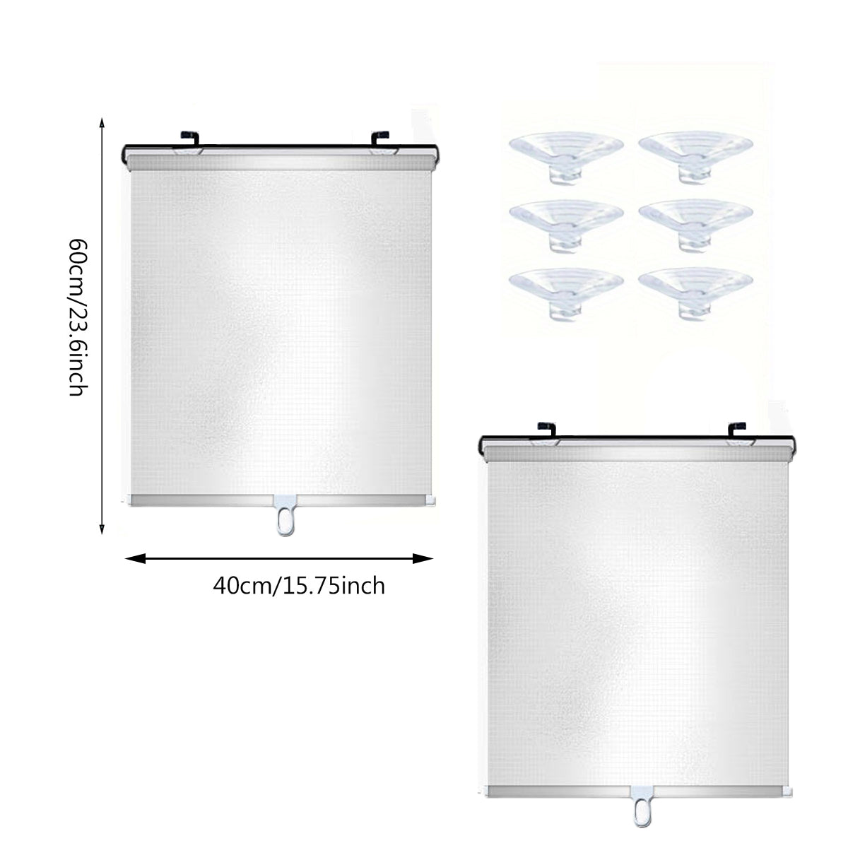 Retractable Blackout Roller Blinds - 2 Pack with Suction Cups