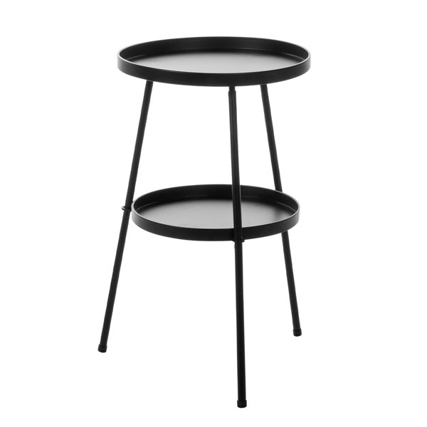 Patio Small Side Table, Round 2 Tier End Metal Coffee Table For