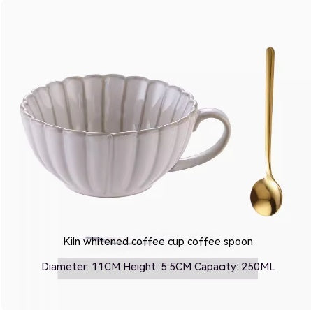 Vintage Ceramic Coffee Mug Set with Spoon - Breakfast & Tea Cup