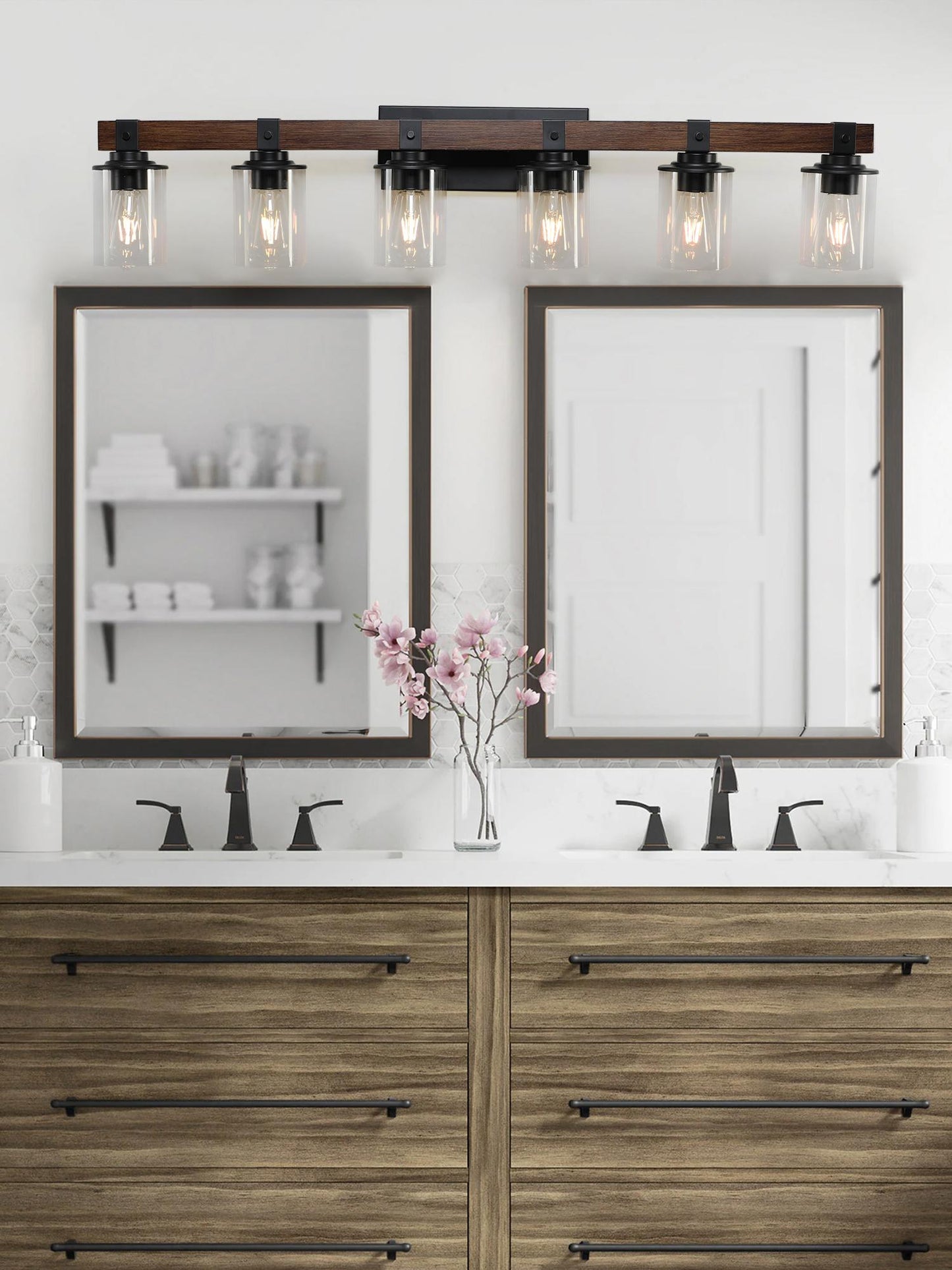 Rustic 6-Light Vanity Light Fixture - Industrial Bathroom Sconce