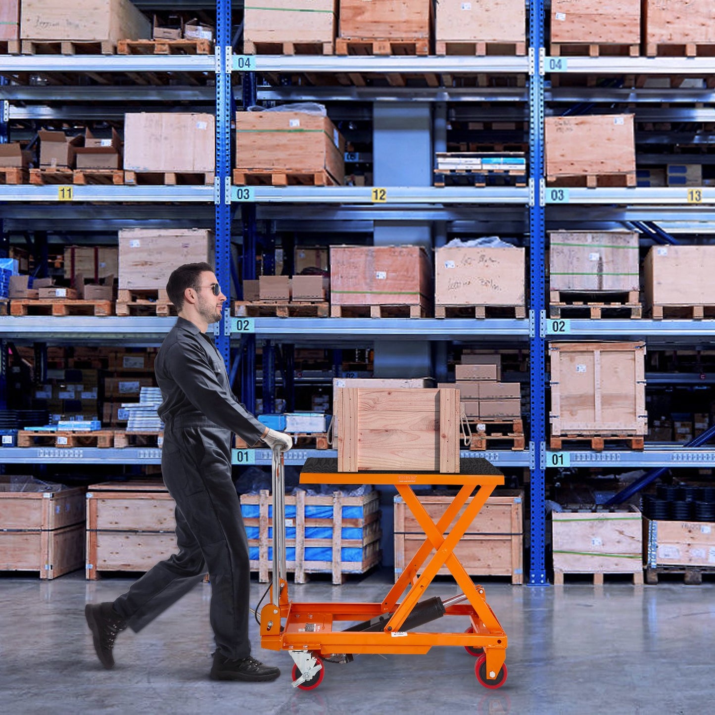 Hydraulic Lift Table Cart 330lbs Capacity with Non-slip Pad - Orange