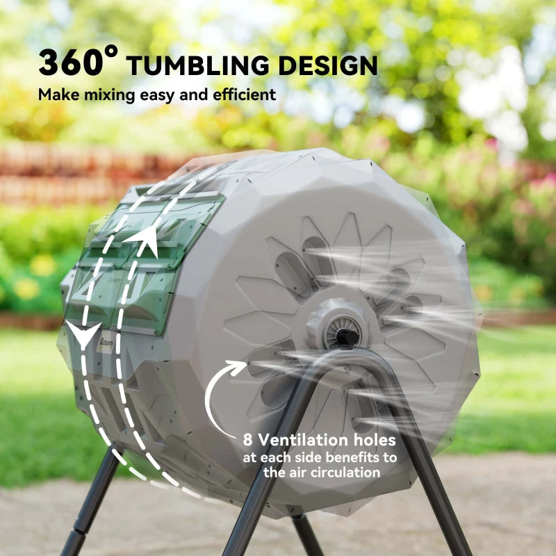 Outdoor 42.3 Gallon Dual Chamber Rotating Compost Bin - Garden Tumbler