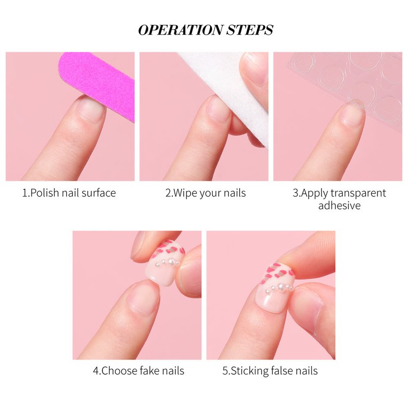 Fake Nail Patches with Jelly Glue - 24 Pieces