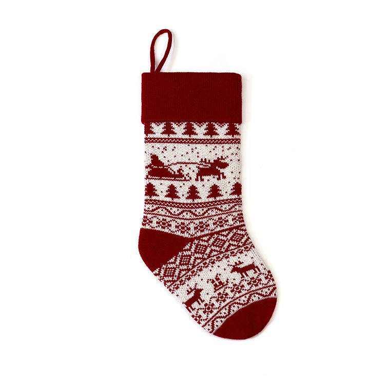 Christmas Gift Bag with Jacquard Yarn Decorative Holiday Holder