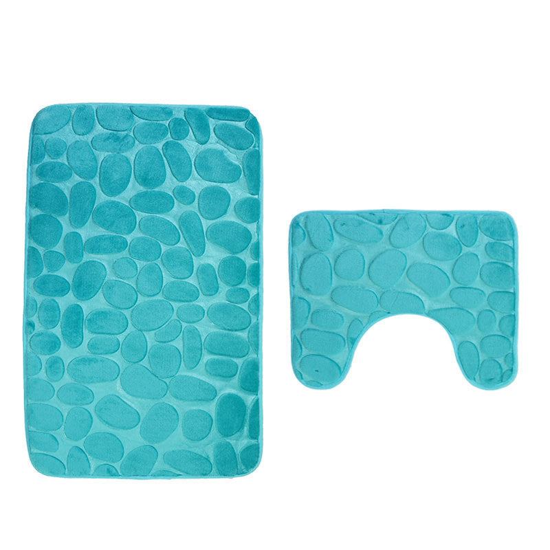 Non-Slip Bathroom Mat Set Pebble Stone Toilet Floor Carpet European American Style