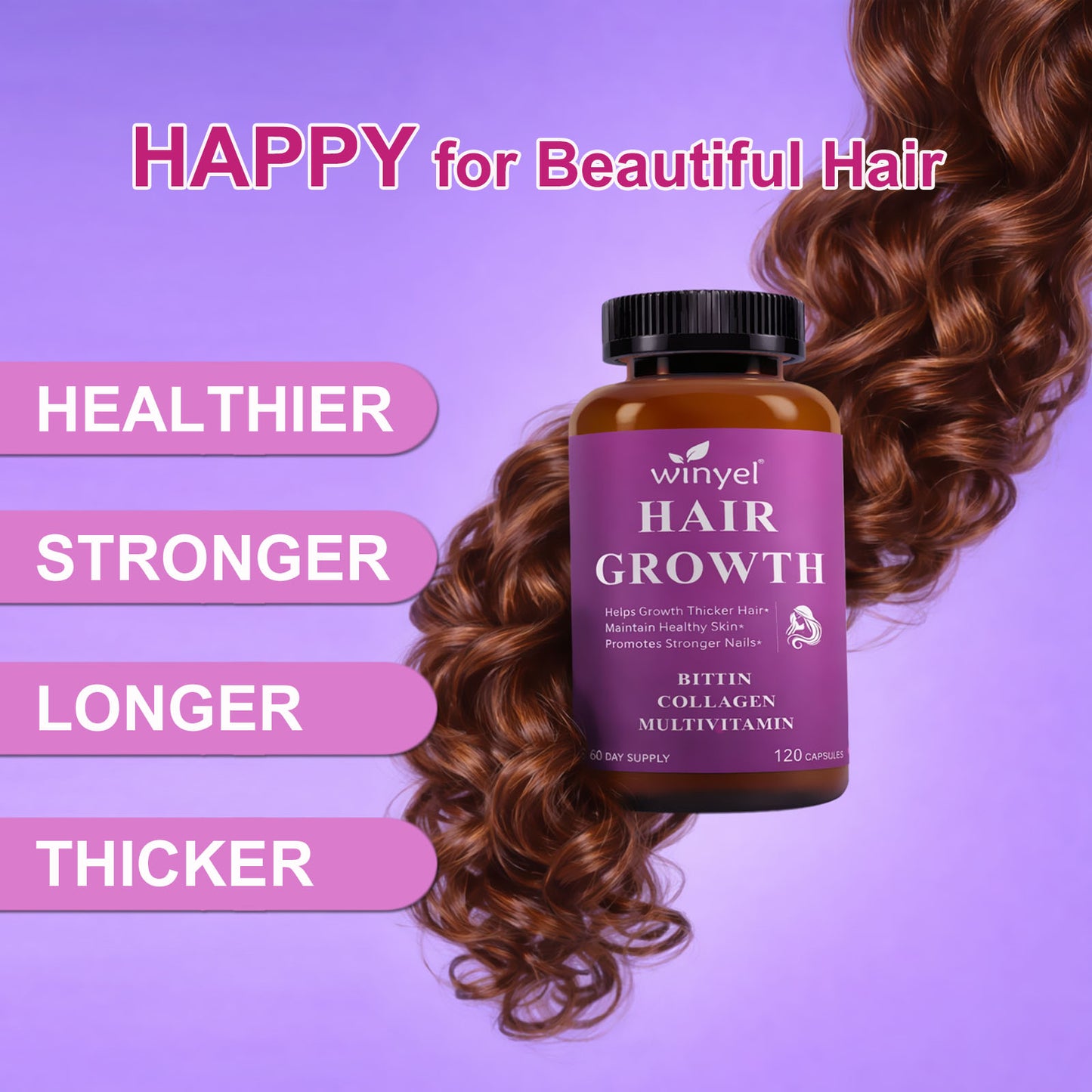 Hair Growth Supplement with Biotin, Collagen & Saw Palmetto for Hair & Nails