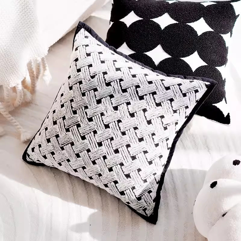 Modern Black and White Decorative Throw Pillow Cover Set - Various Styles and Sizes