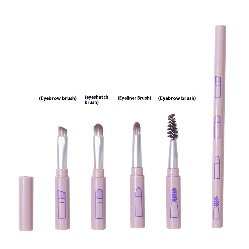 Multifunctional Aluminum Makeup Brush Set - 4-in-1 Eye Shadow & Face Tools