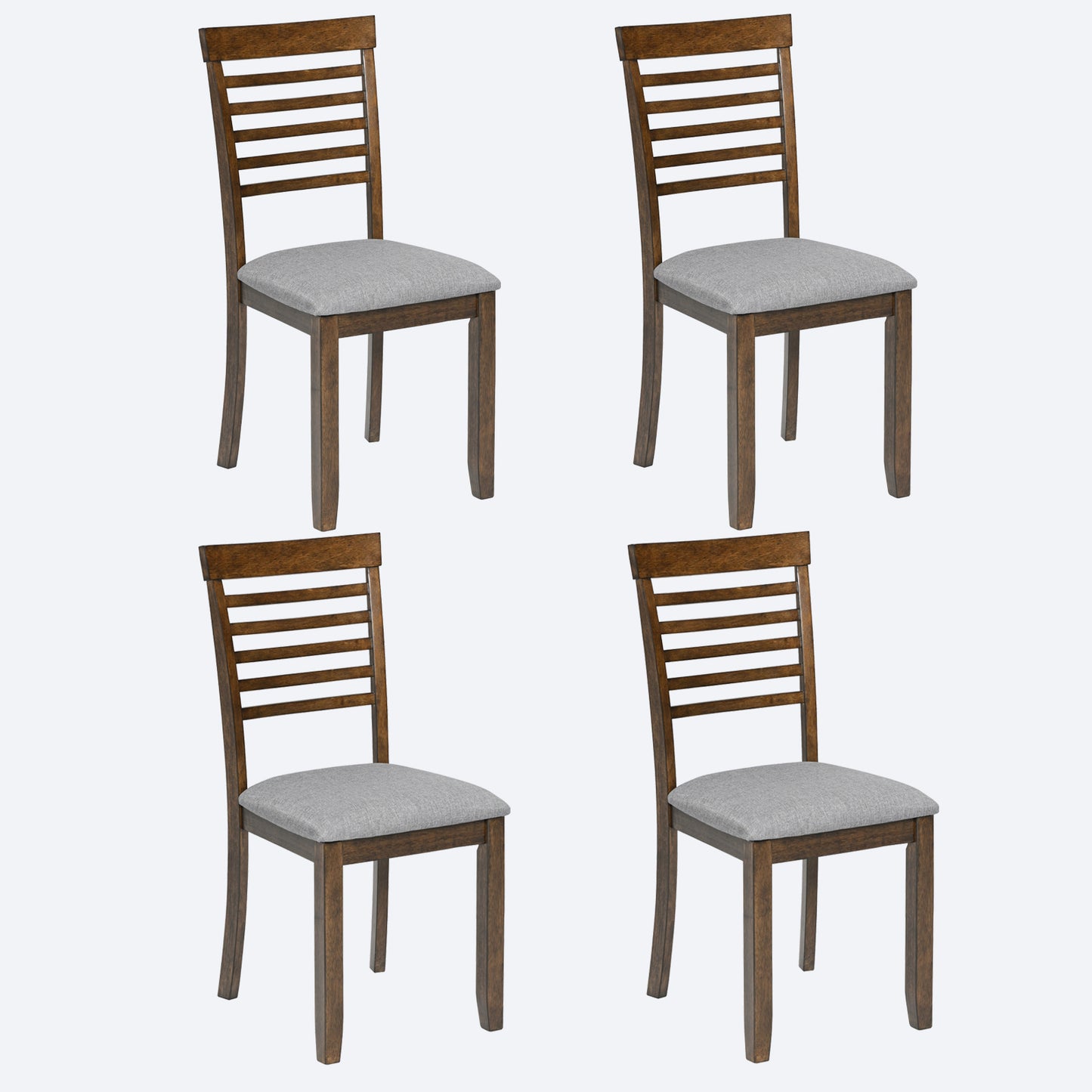 Wooden Dining Chairs Set of 4 with Padded Seat - Walnut