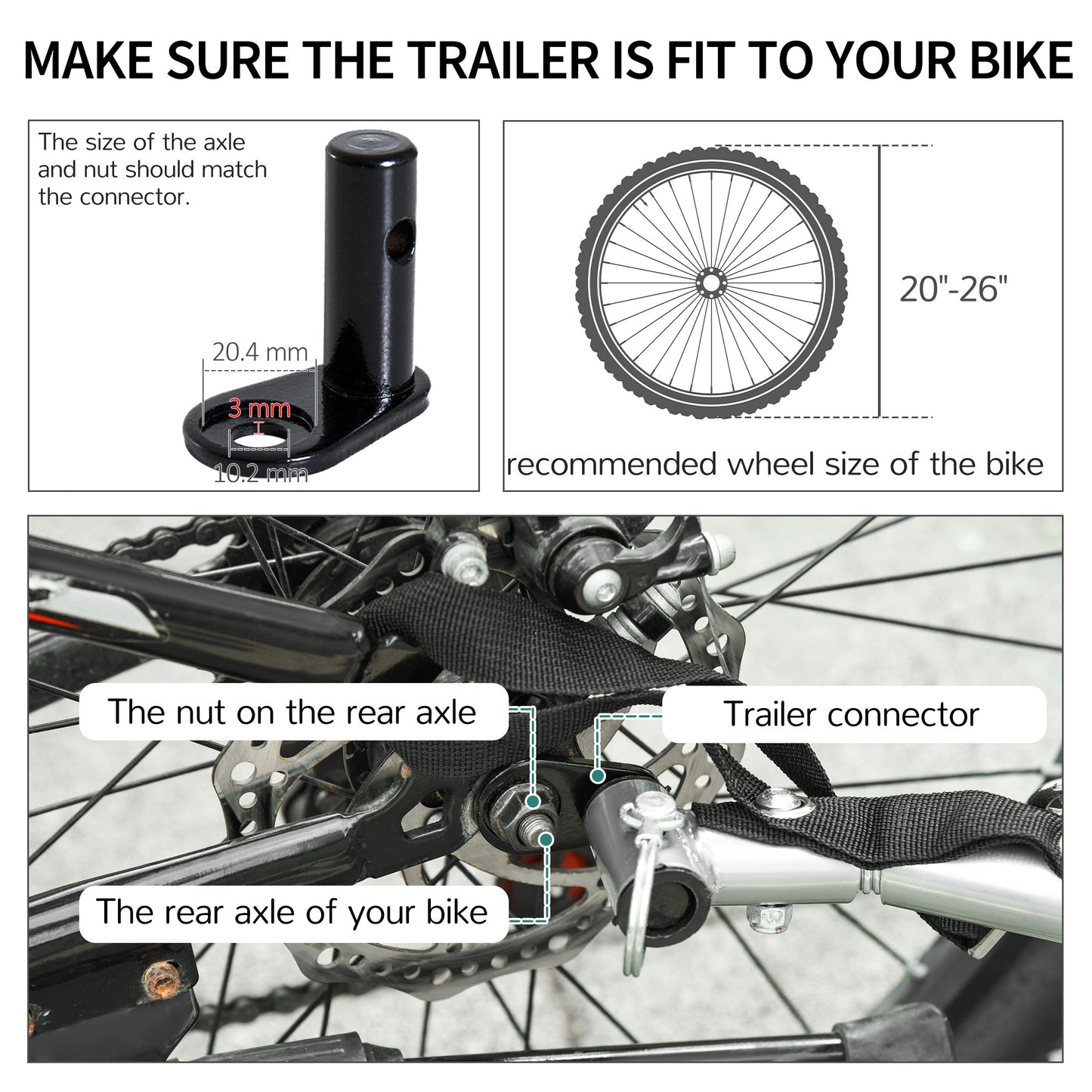 Bicycle Cargo Trailer with Removable Cover - Fits 20"-26" Wheels, Yellow